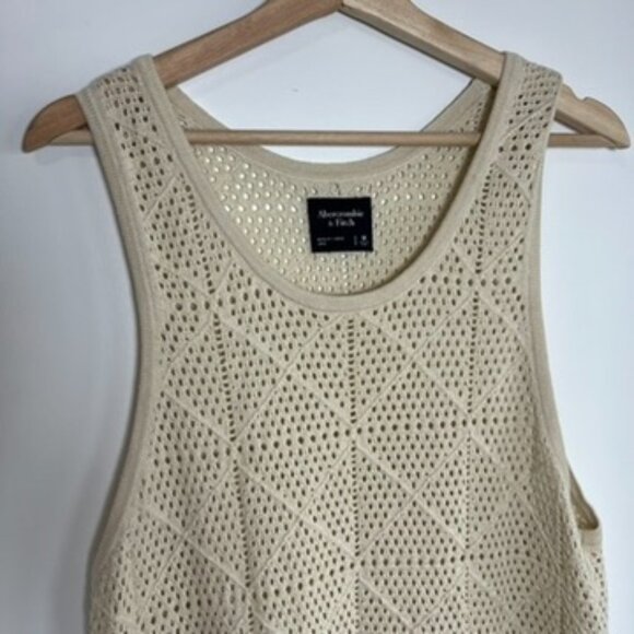 Abercrombie & Fitch Cream Crochet Knit Mini Dress Swim Cover, Size Medium - Picture 3 of 8